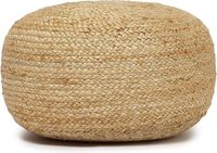 Pouf ottoman tressé naturel en jute et chanvre, confortable, de style bohème, fait main, pour une assise décontractée à la maison, au bureau ou dans la chambre.