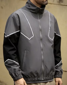 Men's Color Blocking Windproof <b>Racer</b> <b>Jacket</b> Stand Collar Zipper Sporty Style Autumn Polyester Material - Product Image 6