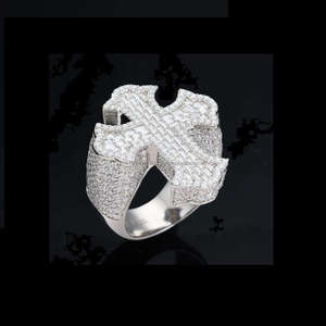 Men's 925 <b>Silver</b> <b>Cross</b> Cocktail <b>Ring</b> With Moissanite Baguette Cut Pave Setting Religious Jewelry Everyday Wear - Product Image 5