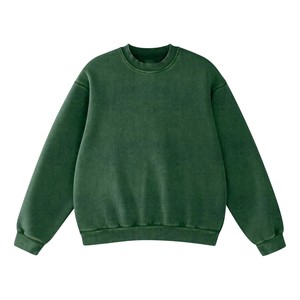 New Arrival Men's <b>Oversized</b> Crew Neck <b>Sweatshirt</b> <b>Vintage</b> Solid Green Long Sleeve Pullover Casual Top Demanding Article ODM OEM - Product Image 2