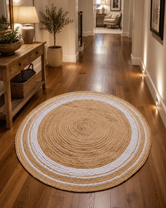 Handwoven Natural <b>Jute</b> <b>Round</b> Area <b>Rug</b> Braided Boho Farmhouse Carpet Eco Friendly Rustic Floor Decor for Entryway Living Room - Product Image 2