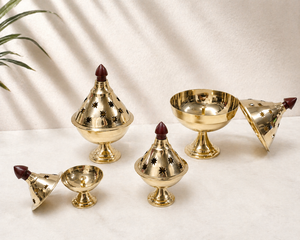 Brûleur à dhoop de luxe en laiton, design gobelet, brûleur décoratif en laiton pour la décoration de la maison et des hôtels - Product Image 2
