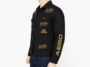 Blouson matelassé en jean pour homme, coupe ample, coupe-vent, séchage rapide, écoresponsable, patchwork, broderie, finition vieillie, style streetwear - Product Image 3