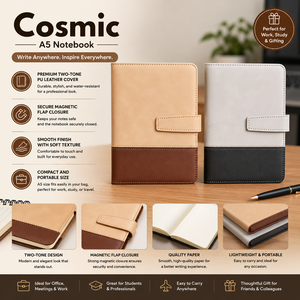 Cosmic <b>A5</b> Premium PU Leather <b>Notebook</b> with Magnetic Flap Water Resistant Portable for School & Work Use Gifting - Product Image 1