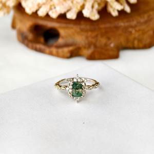 Anillo ajustable de plata de ley 925 con ágata musgosa y piedra natural, anillo de gemas hecho a mano para mujer, regalo de joyería. - Product Image 1