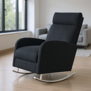 Sedia a Dondolo Moderna in Ciniglia Ecologica con Gambe in Metallo e Tasca Laterale per Balcone: Comfort e Funzionalità - Product Image 4