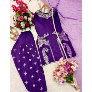 Beau haut-bas et ensemble Dupatta fantaisie pour femmes pour les fêtes - Product Image 1