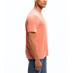 T-shirt décontracté à manches courtes en twill pour homme, style européen et américain, col en V, couleur unie, grande taille, 180 grammes, coupe ample, anti-boulochage, 3D - Product Image 3