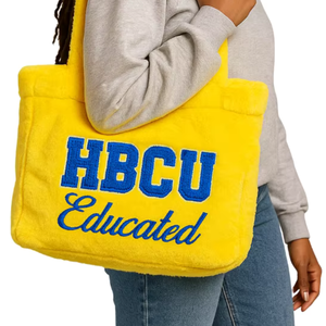 HBCU Educated Gold SGRho <b>Fur</b> <b>Tote</b> <b>Bag</b> Plush Chenille Embroidery Greek Sorority Divine Nine Gift Custom Logo Fashion Handbag - Product Image 6