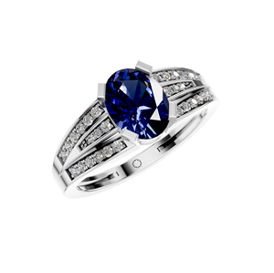 Elegante clásico 14K 18K oro zafiro anillo corte ovalado diamante acentos IGI certificado joyería fina para boda compromiso fiesta regalo - Product Image 5