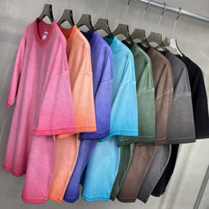 ชุดเสื้อเชิ้ตและกางเกงขาสั้นผู้ชายสไตล์วินเทจ ล้างสีแบบแอซิดวอช เป็นมิตรต่อสิ่งแวดล้อม ผลิตจากผ้าฝ้ายถักพิมพ์ลายดิจิทัล น้ำหนัก 250 กรัม ทรงโอเวอร์ไซส์ ชุดลำลองสองชิ้นสำหรับฤดูร้อน - Product Image 3