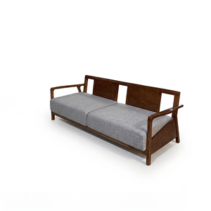 Canapé convertible deux places en bois massif de style Mid-Century Modern, avec dossier rembourré en tissu, mobilier de salon haut de gamme - Product Image 1