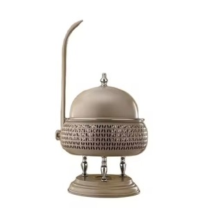 Plat de service chauffant en acier inoxydable à double compartiment avec base ovale sculptée pour la maison, l'hôtel, les mariages et les tables de réception - Product Image 6