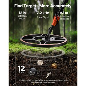 Rilevatore di Metalli Professionale ad Alta Precisione da 12 Pollici Impermeabile per Adulti con Cuffie Wireless e 7 Modalità in Alluminio per la Rilevazione dell'Oro - Product Image 2