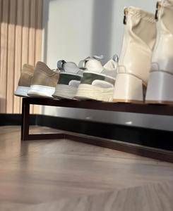 Modern Brown Shoe <b>Rack</b> Minimal Dual Bar Design Space Saving Organizer Strong Durable Frame Sleek Entryway Storage Solution - Product Image 3