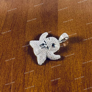 จี้รูปผีน่ารักประดับเพชรโมอิสซาไนต์ สไตล์ฮิปฮอป สร้อยคอแฟชั่นสุดเท่ห์ ดีไซน์การ์ตูนสุดคูล - Product Image 4