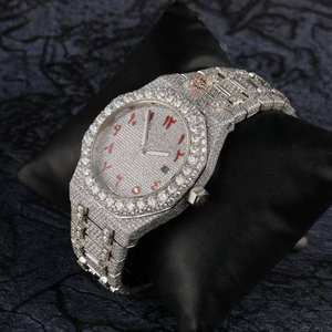 Reloj de Hombre de Lujo con Movimiento Mecánico, Correa de Acero Inoxidable, Esfera Redonda de Moissanita, Números Arábigos, Cristal de 20 mm - Product Image 4
