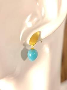 Boucles d'oreilles en amazonite naturelle, argent sterling 925, plaqué or 14 carats, pierre précieuse bleue - Product Image 6