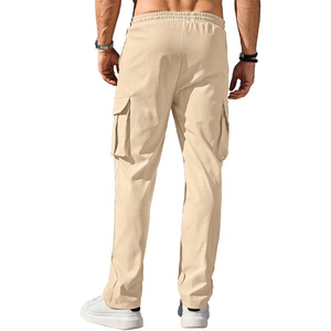 Wholesale OEM Men's 100% Cotton Canvas Mid Waist Cargo Pants Breathable Lightweight Customized Logo High Quality Casual Style - Product Image 3