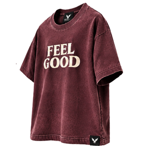 เสื้อยืดโอเวอร์ไซส์สีแดงเลือดหมูสำหรับผู้ชาย ลายพิมพ์ลายเพสลีย์ทั่วตัว คอกลม แขนสั้น สไตล์สตรีทแวร์ลำลอง - Product Image 4