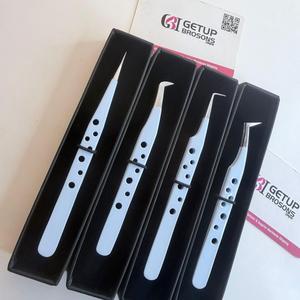 Pince à épiler pour cils GETUP BROSONS IMPEX en acier inoxydable de précision, antistatique, à pointe lisse de 10 mm, emballage personnalisable avec logo - Product Image 2