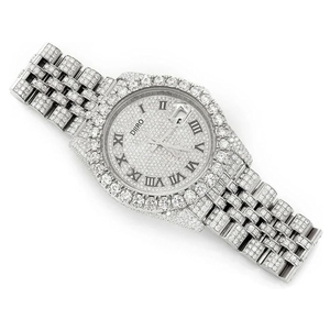 Montre de luxe pour homme entièrement sertie de diamants Moissanite, montre mécanique en or blanc et argent avec chiffres romains, style Hip Hop - Product Image 2