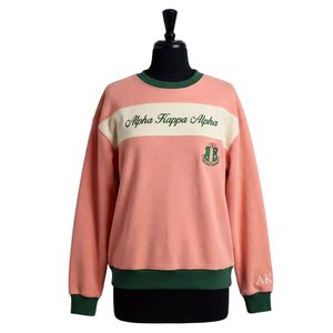 เสื้อสเวตเตอร์คอกลมสีชมพูผู้หญิง เสื้อพูลโอเวอร์กราฟิกคอสีเขียว แขนยาว แฟชั่นลำลอง เสื้อสไตล์อัลฟ่า - Product Image 2