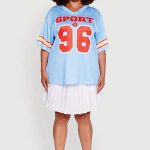 Jersey de Fútbol Americano de Malla Ligera de Alta Calidad para Mujer, Corte Holgado, Cuello en V, Manga con Rayas en Contraste, Sublimación Personalizada al por Mayor - Product Image 2