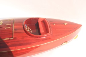Modèle de bateau rapide américain en bois, hydroplan FLYER RACING 1936, peint à la main, style nautique - Product Image 4