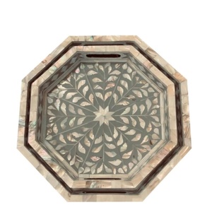 Latest Mother of Pearl inlay tray Bone inlay Serving Tray Floral and Bone Inlay Tray For <b>Kitchen</b> <b>Decor</b> by lametierartz - Product Image 1