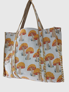 Bolso de mano de lona con estampado de setas acolchado, estilo bohemio, con parte superior abierta, bolso de compras para mujer, para todas las estaciones - Product Image 2