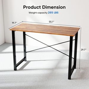 Scrivania per Computer da 55 Pollici con Borsa Portaoggetti e Gancio in Ferro, Struttura in Metallo, Scrivania per Ufficio Domestico con Piano in Legno MDF Rustico - Product Image 3