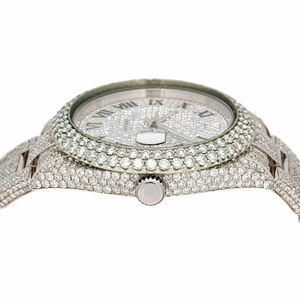 Montre à quartz en acier inoxydable de luxe, style hip-hop, avec diamants Moissanite VVS, bracelet de 20 mm, cadran en verre, unisexe - Product Image 3