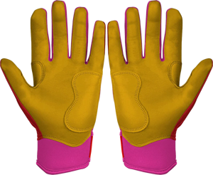 Gants de frappe de baseball rouge et rose, manchette courte, antidérapants, fermeture auto-agrippante, haute qualité, fabriqués par Adiha Impex - Product Image 2