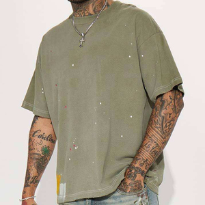 Wholesale Custom Heavyweight 230gsm <b>Drop</b> Shoulder Blank Oversize-t Shirt Street 100%cotton Men's <b>Acid</b> Washed Vintage T Shirt - Product Image 3