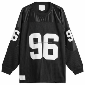 Camiseta de hockey sobre hielo personalizada, negra y roja, con cuello en V, manga larga, nombre y número personalizados, uniforme de equipo unisex, transpirable, ecológico, 100% - Product Image 4