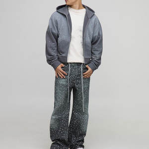 Conjunto deportivo de dos piezas con pedrería para hombre, hecho de algodón/poliéster, de alta calidad y gran éxito de ventas. - Product Image 1