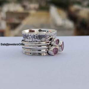 Wholesale Natural Pink Topaz <b>Spinner</b> <b>Ring</b> 925 Sterling <b>Silver</b> Handmade Rotating Fidget <b>Ring</b> - Product Image 5