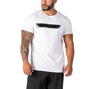 T-shirt de sport tendance pour homme, coupe ajustée, manches raglan, Rashguard, haut d'entraînement pour musculation, chemise de compression sportive avec coutures apparentes - Product Image 5