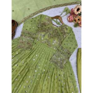 Ensemble robe et pantalon Anarkali pour femmes, vêtements de soirée, avec un magnifique dupatta - Product Image 4