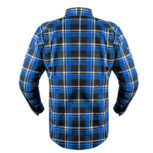 Chemise en flanelle à carreaux bleu et noir pour homme, manches longues, col boutonné, décontractée, 100% coton, pour l'automne - Product Image 2