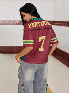 Maillot de football en mesh à col en V pour femme avec imprimé aigle numéro 25, haut de sport respirant à manches courtes - Product Image 5