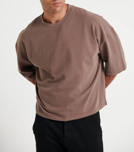 Camiseta de corte cuadrado con logo personalizado, estilo streetwear, de algodón grueso, top corto, camiseta gráfica oversize de corte holgado para hombre - Product Image 2