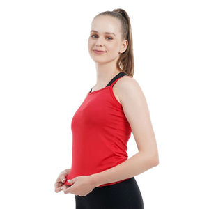 Top sin mangas para mujer, color rojo claro, cuello barco, mezcla de algodón y poliéster, camisa informal, proveedor de ropa de verano para mujer, marca privada OEM - Product Image 4