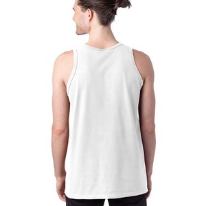 Débardeur blanc sans manches pour homme, 100% coton, col rond, tricoté, couleur unie, décontracté - Product Image 4