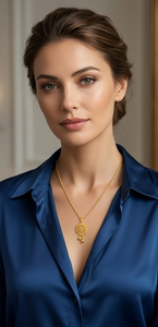 DIVYORO Women's Classic Gold Plated <b>Copper</b> Alloy Floral Wheel Pendant <b>Chain</b> - Product Image 3