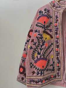 Pink Velvet Suzani <b>Jacket</b> <b>Short</b> Embroidered Coat Gift For Her Bridesmaid Velvet <b>Jackets</b> Winter <b>Short</b> Coat Winter Kimono <b>Jacket</b> - Product Image 3