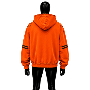 High Quality Men's <b>Orange</b> Oversized <b>Hoodie</b> Casual Autumn Wear Built Different Print Front Drop Shoulder Long Sleeves Warm Lining - Product Image 2
