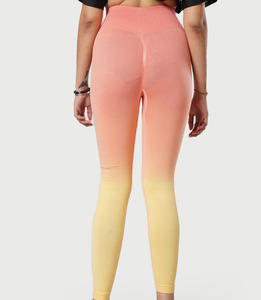 Leggings de yoga taille haute à dégradé de couleurs avec bande latérale, longueur intégrale, sans coutures, extensibles dans les quatre sens - Product Image 2