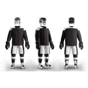 Black white blank team kit featuring long sleeve ice hockey training <b>top</b> and ice hockey <b>referee</b> jersey for players - Product Image 6